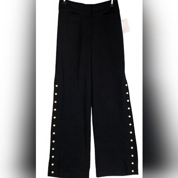 leifsdottir Pants - Anthropologie LEIFSDOTTIR Black Wide-Leg Pants with Button Detail SIZE 12